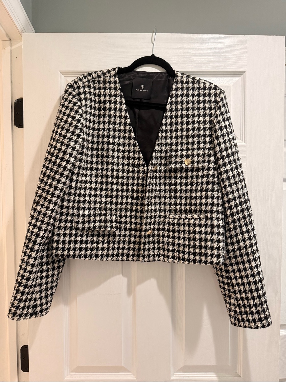 Anine Bing Cara Houndstooth Blazer